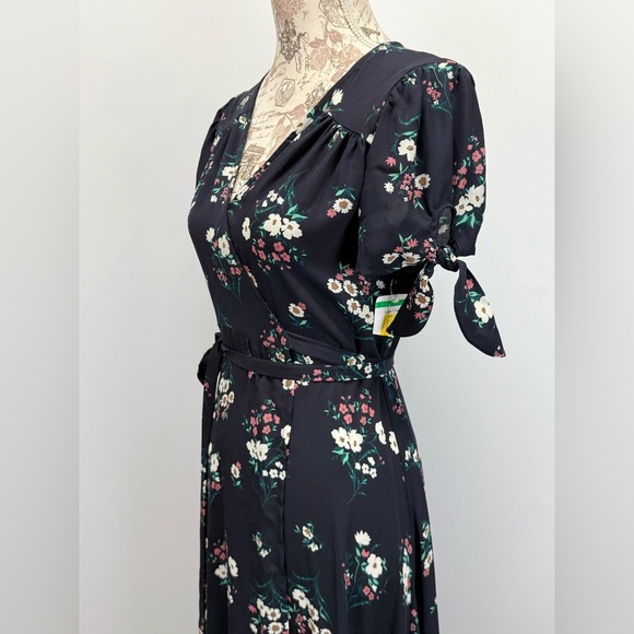 CHELSEA 28 Navy floral tie sleeve wrap maxi dress size S. - Picture 4 of 13